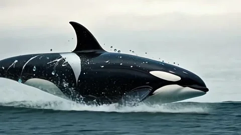 Orca Jumping Isolated on a Transparent Stock Footage 302409182