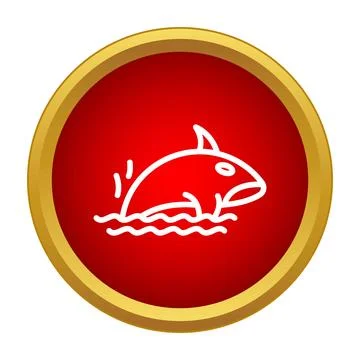 Orca jumping out of water icon button Stock Illustration