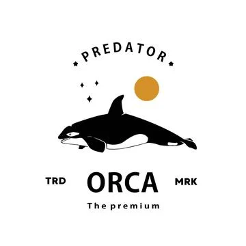 Orca logo vector outline silhouette art icon Stock Illustration