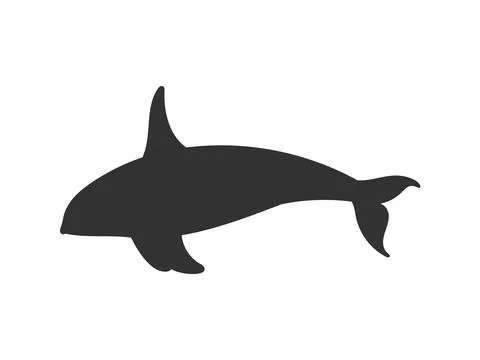 Orca or killer whale black silhouette icon, flat vector illustration isolated on Stock Illustration