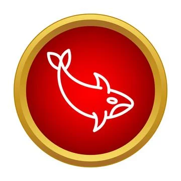 Orca outline icon button for marine animal apps Stock Illustration
