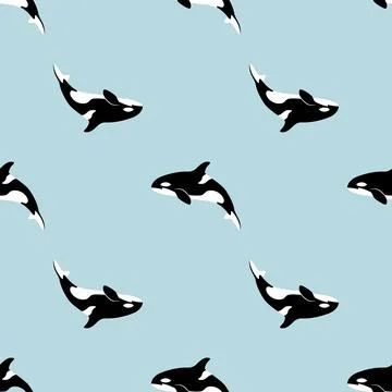 Orca in water color pattern. vector illustration Stock Illustration