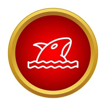 Orca whale icon surfacing in red circle Stock Illustration