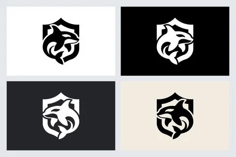 Orca Whale Shield Logo Design Set Stock Illustration