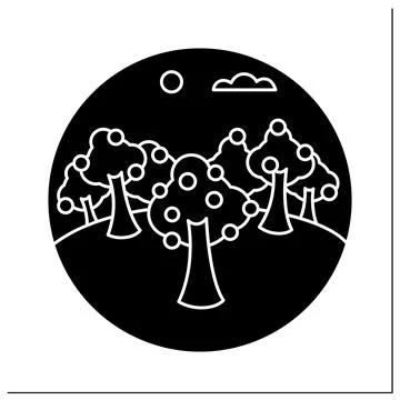 Orchard glyph icon Stock Illustration