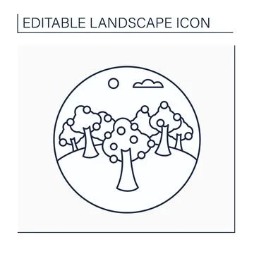 Orchard line icon Stock Illustration