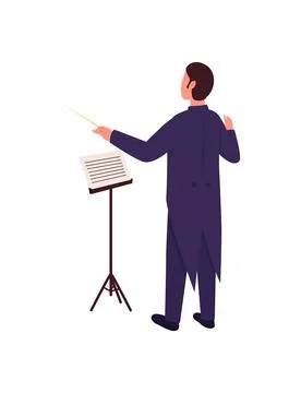 Orchestra conductor flat color vector faceless character Stock Illustration