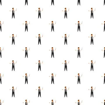 Orchestra conductor man seamless pattern background Stock Illustration