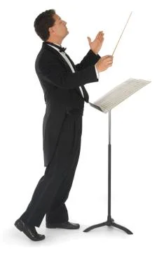 Orchestra conductor on white Фото