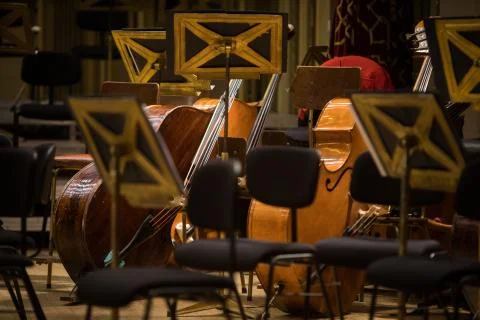 Orchestra empty seats on a stage Stock Photos