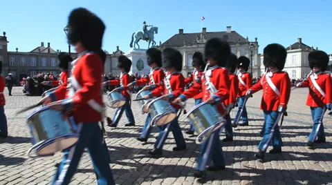 Orchestra marching in front of palace Stock Footage 38612067