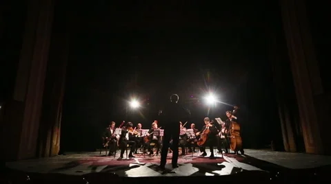 The orchestra plays on stage Video stock 45174459
