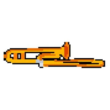 Orchestra trombone pixel art vector illustration Stock Illustration