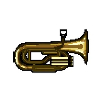 Orchestra tuba pixel art vector illustration Stock Illustration