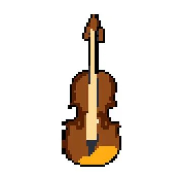 Orchestra violin pixel art vector illustration Stock Illustration