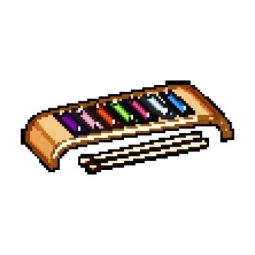 Orchestra xylophone pixel art vector illustration Stock Illustration