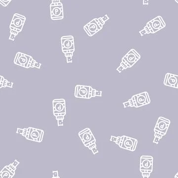 Orchestral instrument polish line vector seamless pattern 库存插图