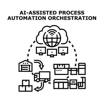 Orchestrating ai assisted process automation and digital transformation Illustrazione stock
