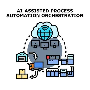 Orchestrating ai assisted process automation and digital transformation Stock Illustration