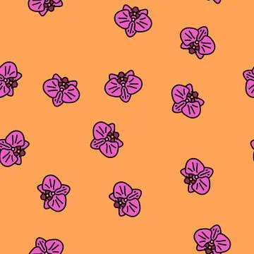 Orchid blossom spring vector seamless pattern Stockillustratie