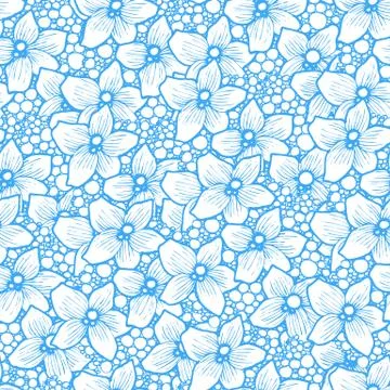Orchid flower pattern is seamless. Hand drawing monochrome. Stock Illustration