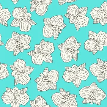 Orchid flowers seamless pattern Stock Illustration
