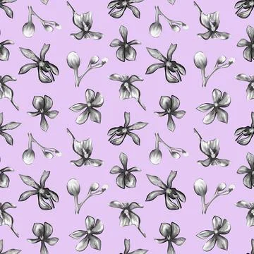 Orchid flowers Seamless pattern Stock Illustration