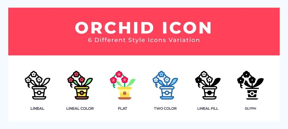 Orchid icon set pack vector illustration. Stock Illustration