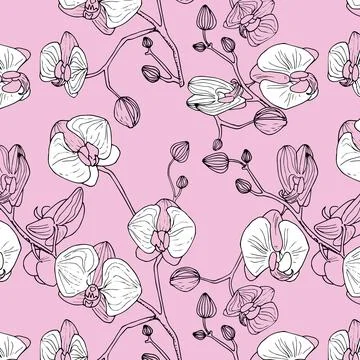 Orchids seamless pattern Stock Illustration