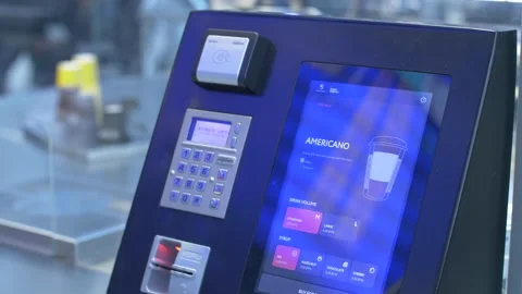 Order and Payment for Coffee in Vending Machine Slow Motion Video Stock Footage 274165066
