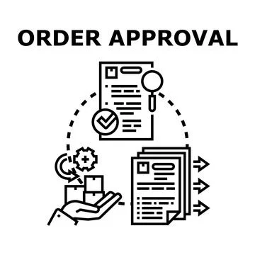 Order approval process concept illustrating documented confirmation 库存插图