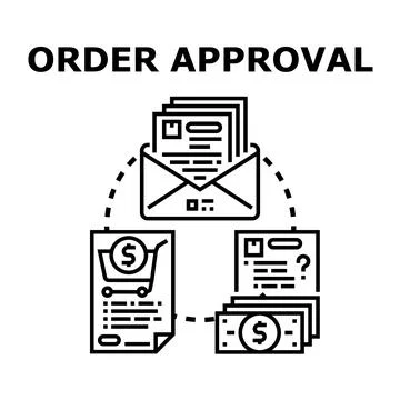 Order approval process with documents and payment Stock Illustration