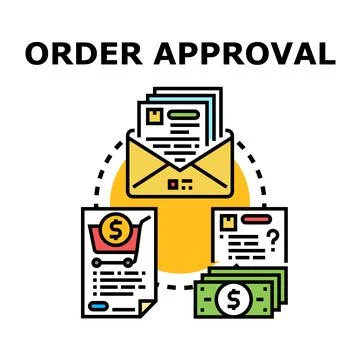 Order approval process with documents and payment Stock Illustration