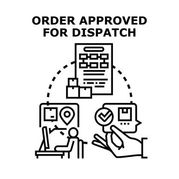 Order approved for dispatch process concept Stock Illustration