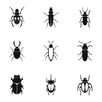 Order coleoptera icons set, simple style Stock Illustration