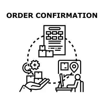 Order confirmation process with delivery and return steps Stock Illustration