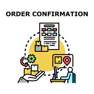 Order confirmation process with delivery and return steps Stock Illustration