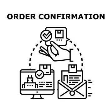 Order confirmation process with digital delivery notification Stock Illustration