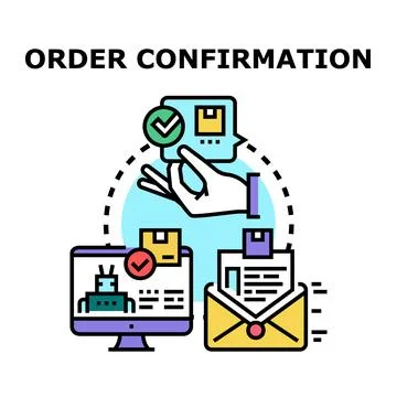 Order confirmation process with digital delivery notification Stock Illustration