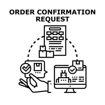 Order confirmation request process in e commerce Illustrazione stock