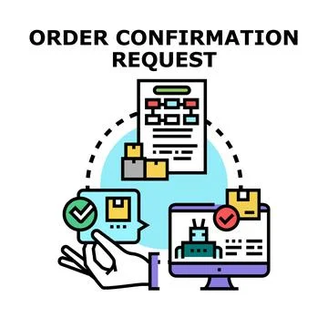 Order confirmation request process in e commerce Illustrazione stock