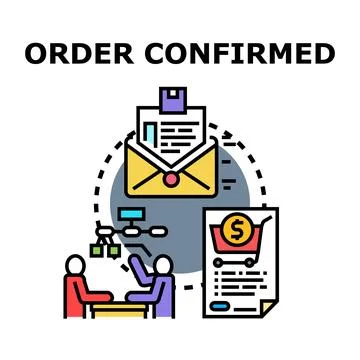 Order confirmed concept showing online purchase process Stock Illustration