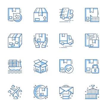 Order delivery line vector icons set Stock Illustration