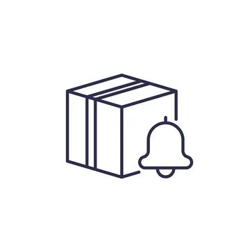 Order delivery notification line icon with parcel Ilustração Stock