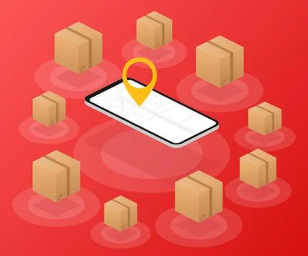 Order delivery. Parcel tracking website on smartphone screen. Online package  Stock Illustration