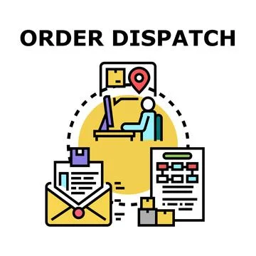 Order dispatch process sending packages vector concept Stock Illustration