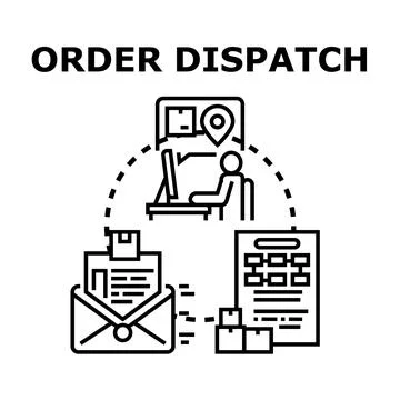 Order dispatch process sending packages vector concept Stock Illustration