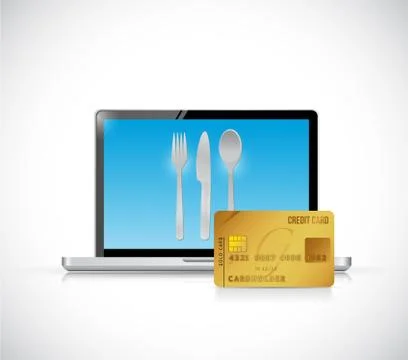 Order food online computer concept illustration イラスト素材