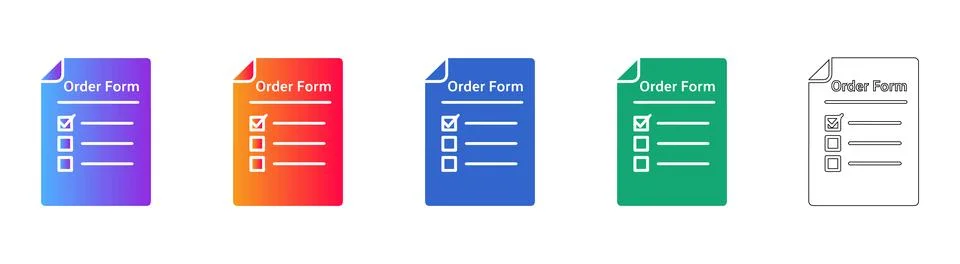 Order Form Checklist Icon Set Stock Illustration