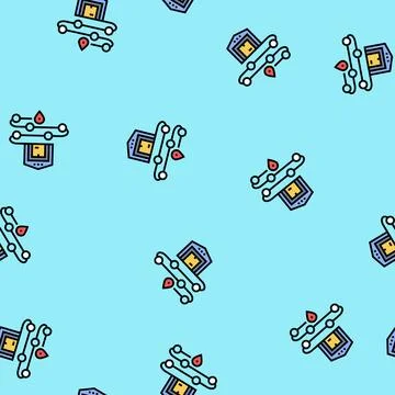 Order fulfillment business process vector seamless pattern 스톡 일러스트